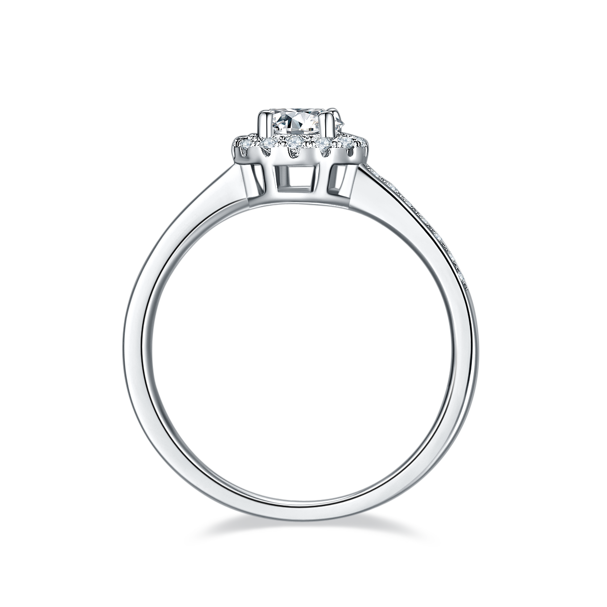 Deluxe round set S925 silver plated platinum Moissanite women's ring 50 points D-grade